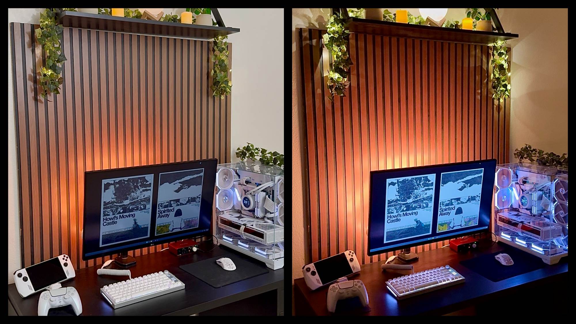 Discord người dùng thiết lập chơi game PC của người dùng Edens Song với bảng nền màu nâu, kệ hành tinh trên bảng và các thành phần PC toàn màu trắng bao gồm máy tính để bàn tuyết và đồng minh Rog.