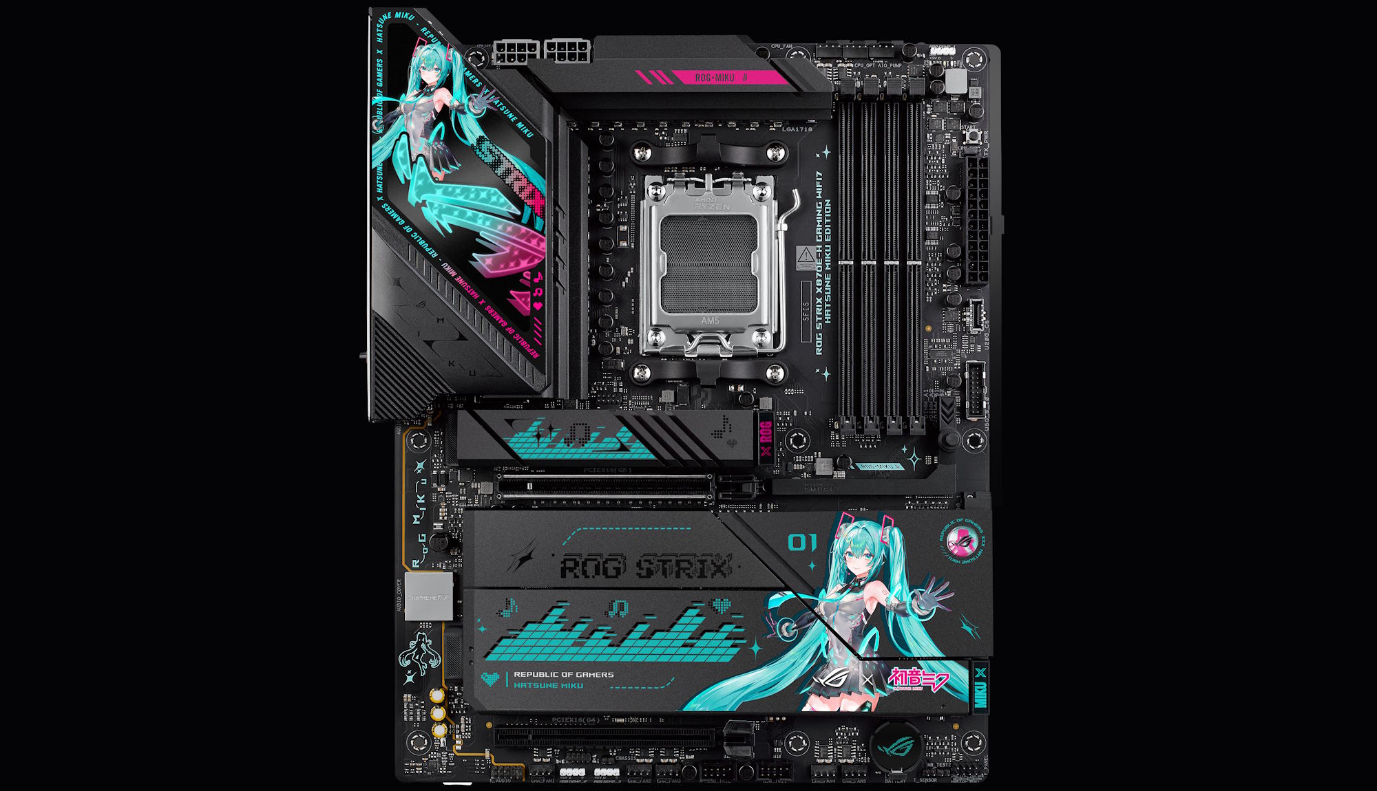 ROG Strix X870E-H Gaming WiFi7 Hatsune Miku Edition Boomboard.