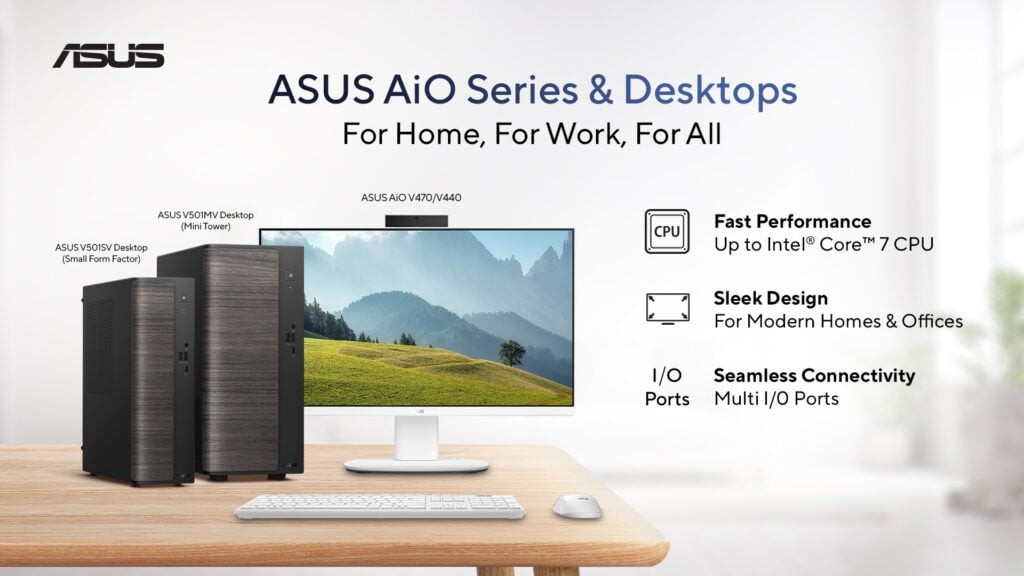 ASUS tung loạt PC mới giá từ khoảng 12 triệu đồng: desktop V501 và AiO V400 hướng tới văn phòng nhỏ, học tập và giải trí - Ảnh 1.